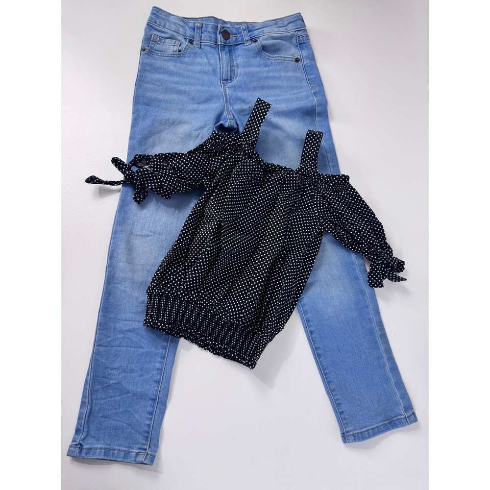 Hearts Monteau Wonder Nation Girls Size 8 Blue Black Polka Dot Cold Shoulder Lot